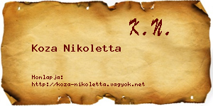 Koza Nikoletta névjegykártya